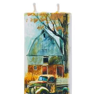Flatyz hand crafted flat candle dripless scentless smokeless barn truck
